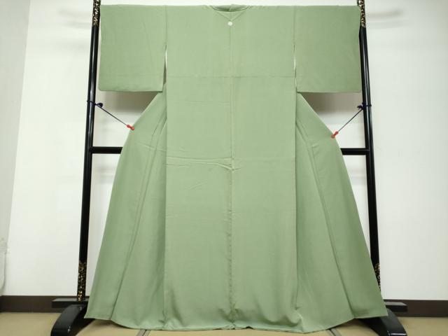 平和屋着物●上質な色無地　柳色　正絹　逸品　DABK0692ud