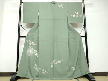 平和屋着物●訪問着　友禅　作家物　枝花文　暈し染め　正絹　逸品　DABK0700ud