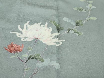 平和屋着物●訪問着　友禅　作家物　草花文　正絹　逸品　DABK0702ud
