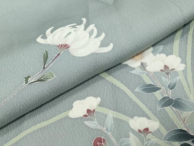 平和屋着物●訪問着　友禅　作家物　草花文　正絹　逸品　DABK0702ud