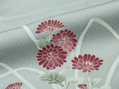 平和屋着物●訪問着　友禅　作家物　草花文　正絹　逸品　DABK0702ud