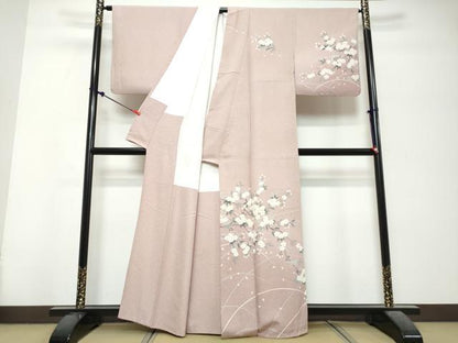 平和屋着物●訪問着　友禅　枝桜文　暈し染め　正絹　逸品　DABK0706ud