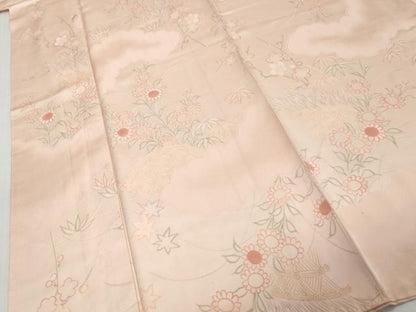 平和屋着物●上質な小紋　地紋起こし　雲取草花籬文　正絹　逸品　DABK0709ud