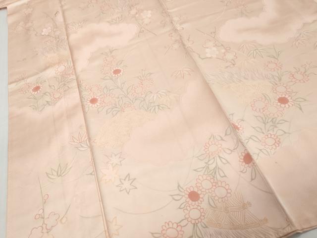 平和屋着物●上質な小紋　地紋起こし　雲取草花籬文　正絹　逸品　DABK0709ud
