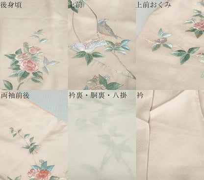 平和屋着物●訪問着　総刺繍　枝花文　正絹　逸品　DABK0711ud