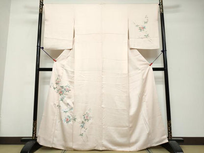 平和屋着物●訪問着　総刺繍　枝花文　正絹　逸品　DABK0711ud