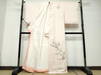 平和屋着物●訪問着　総刺繍　枝花文　正絹　逸品　DABK0711ud
