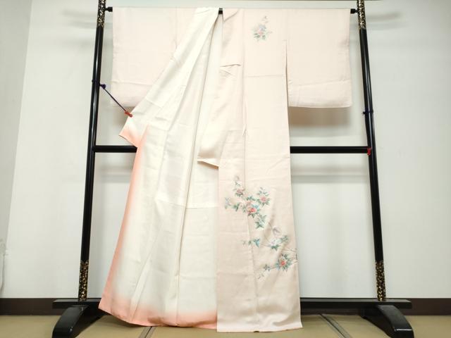 平和屋着物●訪問着　総刺繍　枝花文　正絹　逸品　DABK0711ud