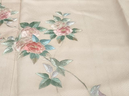 平和屋着物●訪問着　総刺繍　枝花文　正絹　逸品　DABK0711ud
