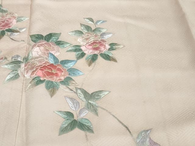 平和屋着物●訪問着　総刺繍　枝花文　正絹　逸品　DABK0711ud