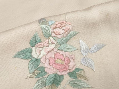 平和屋着物●訪問着　総刺繍　枝花文　正絹　逸品　DABK0711ud