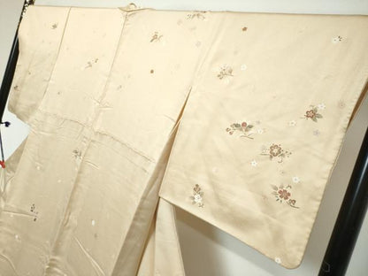 平和屋着物●訪問着　駒刺繍　舞花文　金彩　ロング丈　正絹　逸品　DABK0714ud
