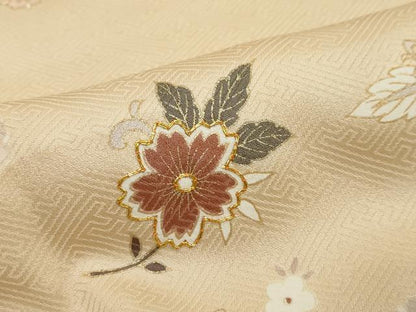 平和屋着物●訪問着　駒刺繍　舞花文　金彩　ロング丈　正絹　逸品　DABK0714ud