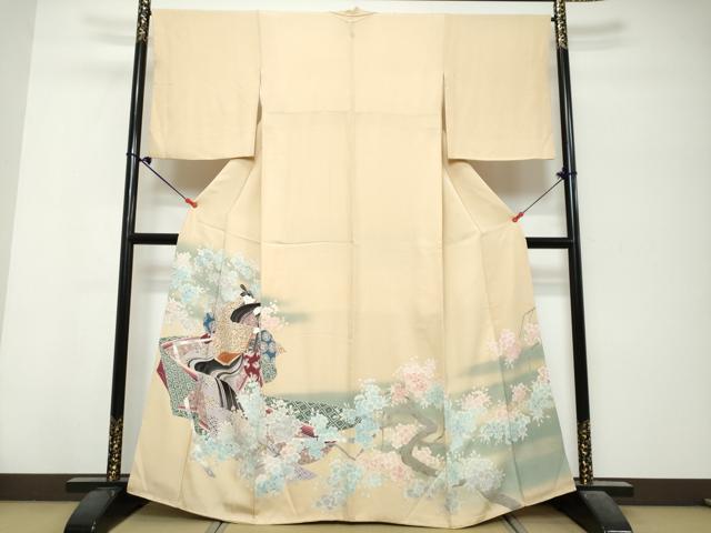 平和屋着物●豪華色留袖　人物枝桜文　暈し染め　金彩　正絹　逸品　DABK0715ud