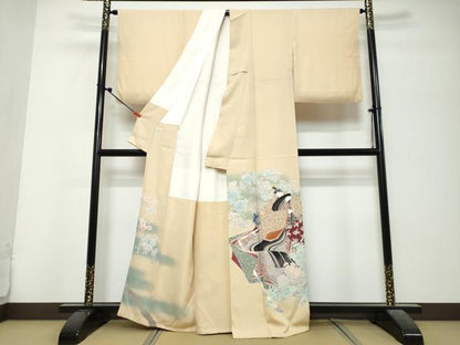 平和屋着物●豪華色留袖　人物枝桜文　暈し染め　金彩　正絹　逸品　DABK0715ud
