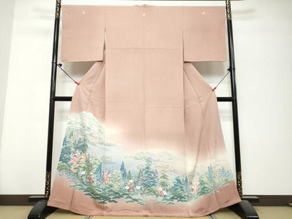 平和屋着物●十日町友禅作家　阿部佳雪　色留袖　遠山樹林風景文　暈し染め　正絹　逸品　DABK0716ud