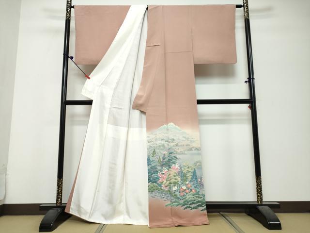 平和屋着物●十日町友禅作家　阿部佳雪　色留袖　遠山樹林風景文　暈し染め　正絹　逸品　DABK0716ud