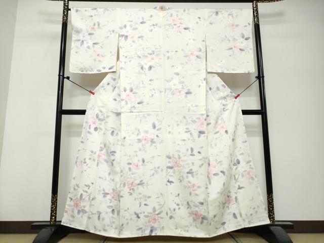 平和屋着物●上質な小紋　地紋起こし　枝花文　正絹　逸品　未使用　DABK0720ud