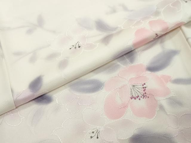 平和屋着物●上質な小紋　地紋起こし　枝花文　正絹　逸品　未使用　DABK0720ud