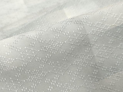 平和屋着物●上質な紬　花織　変わり格子文　正絹　逸品　DABK0722ud