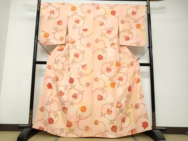 平和屋着物●上質な小紋　地紋起こし　花唐草文　正絹　逸品　DABK0724ud