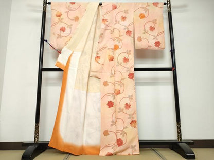 平和屋着物●上質な小紋　地紋起こし　花唐草文　正絹　逸品　DABK0724ud