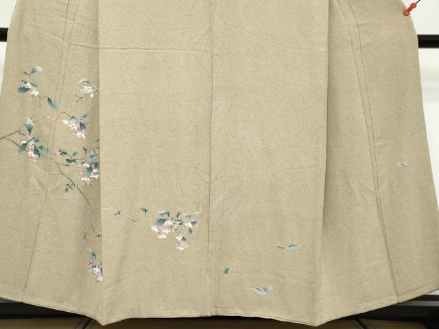 平和屋着物●本加賀友禅作家　染元千紅代表　寺西一紘　訪問着　友禅　枝花文　反端付き　正絹　逸品　DABK0728ud