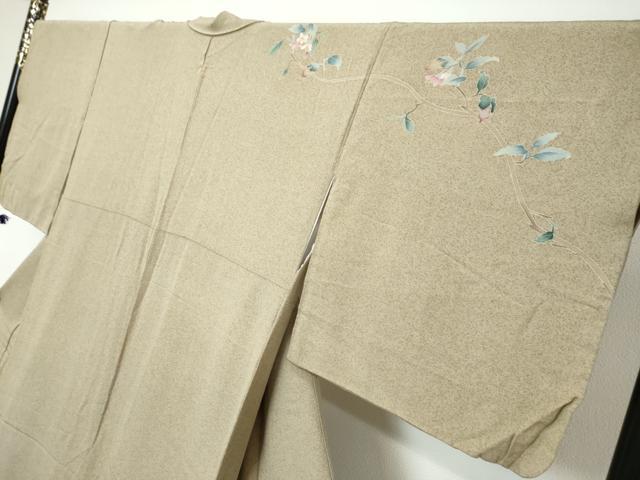 平和屋着物●本加賀友禅作家　染元千紅代表　寺西一紘　訪問着　友禅　枝花文　反端付き　正絹　逸品　DABK0728ud