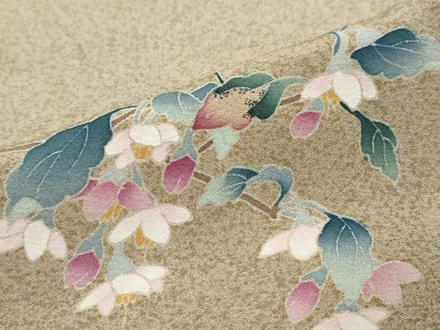 平和屋着物●本加賀友禅作家　染元千紅代表　寺西一紘　訪問着　友禅　枝花文　反端付き　正絹　逸品　DABK0728ud