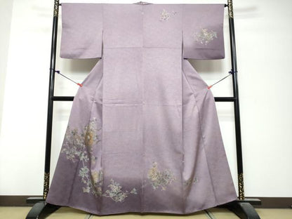 平和屋着物●洗える最高級着物　＜英＞はなぶさ謹製　訪問着　破れ色紙草花文　暈し染め　金銀彩　洗える着物　DABK0736ud