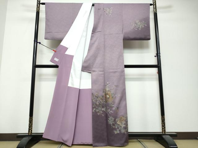 平和屋着物●洗える最高級着物　＜英＞はなぶさ謹製　訪問着　破れ色紙草花文　暈し染め　金銀彩　洗える着物　DABK0736ud