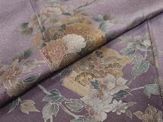 平和屋着物●洗える最高級着物　＜英＞はなぶさ謹製　訪問着　破れ色紙草花文　暈し染め　金銀彩　洗える着物　DABK0736ud