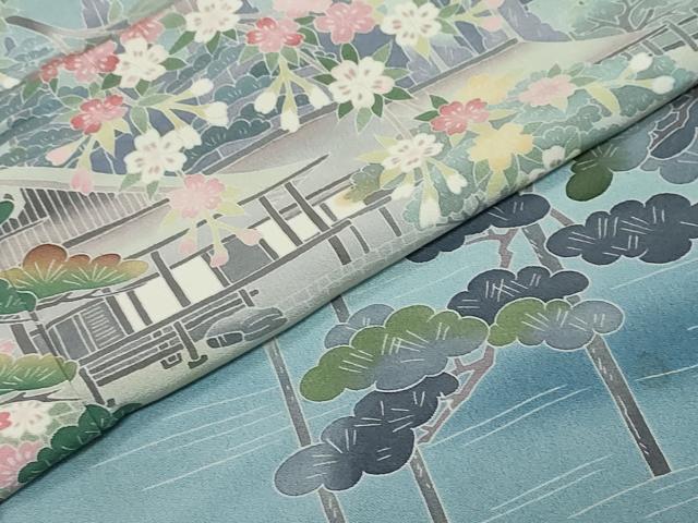 平和屋着物●十日町友禅作家　岡村蒼風　色留袖　樹林風景文　正絹　逸品　DABK0744ud