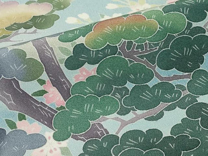 平和屋着物●十日町友禅作家　岡村蒼風　色留袖　樹林風景文　正絹　逸品　DABK0744ud