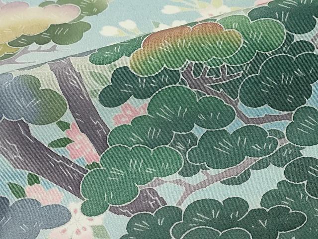 平和屋着物●十日町友禅作家　岡村蒼風　色留袖　樹林風景文　正絹　逸品　DABK0744ud