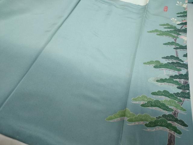 平和屋着物●十日町友禅作家　岡村蒼風　色留袖　樹林風景文　正絹　逸品　DABK0744ud