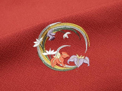 平和屋着物●中国三大刺繍　スワトウ刺繍　汕頭刺繍　総刺繍　振袖　草花丸文　金糸　正絹　逸品　DABK0752ud