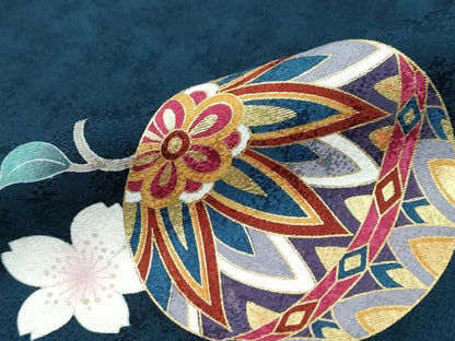平和屋着物●豪華振袖　手毬草花文　暈し染め　金彩　京都きもの友禅扱い　正絹　逸品　DABK0754ud