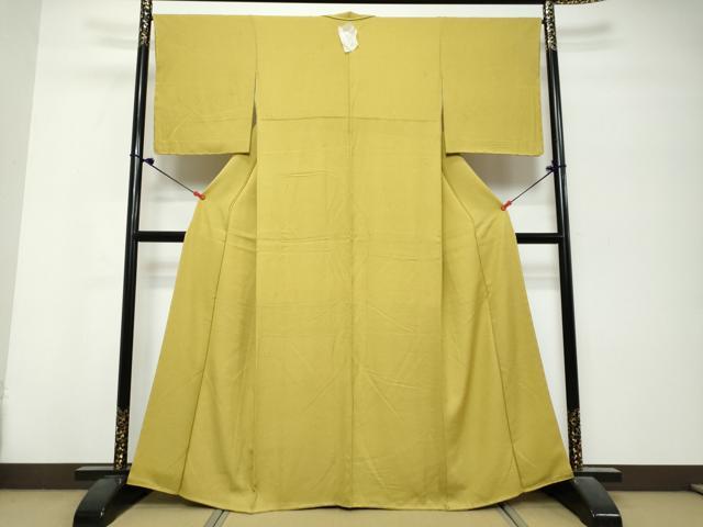 平和屋着物●上質な色無地　舞花地紋　芥子色　正絹　逸品　未使用　DABK0757ud