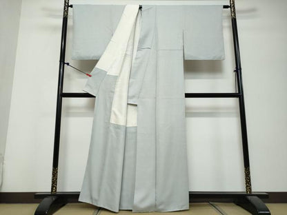 平和屋着物●上質な色無地　菱地紋　月白色　正絹　逸品　DABK0758ud
