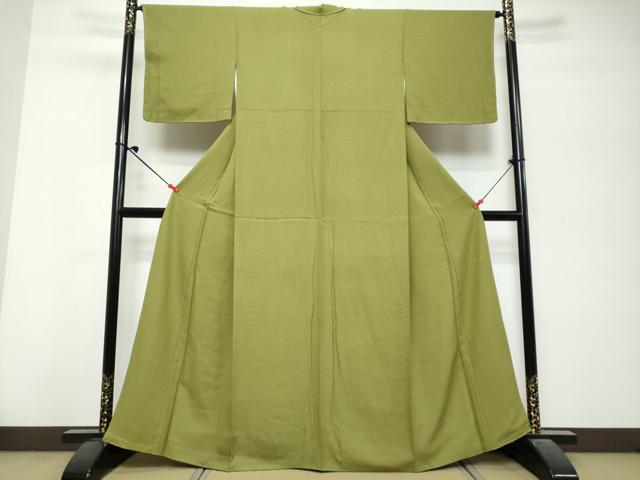 平和屋着物●上質な色無地　霞地紋　根岸色　正絹　逸品　DABK0759ud