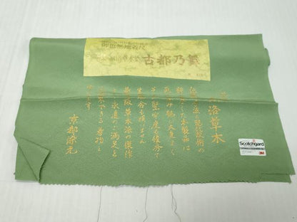 平和屋着物●上質な色無地　京洛草木染　古都乃舞　薄緑色　反端付き　正絹　逸品　DABK0763ud