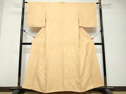 平和屋着物●上質な色無地　洋花地紋　洒落柿色　正絹　逸品　未使用　DABK0764ud