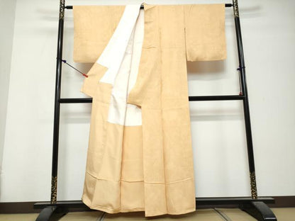 平和屋着物●上質な色無地　洋花地紋　洒落柿色　正絹　逸品　未使用　DABK0764ud