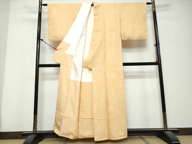 平和屋着物●上質な色無地　洋花地紋　洒落柿色　正絹　逸品　未使用　DABK0764ud