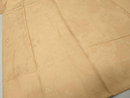 平和屋着物●上質な色無地　洋花地紋　洒落柿色　正絹　逸品　未使用　DABK0764ud