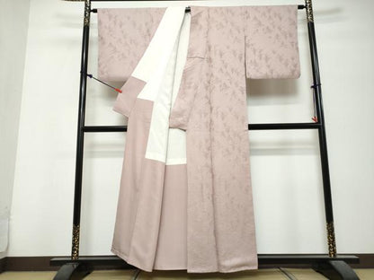 平和屋着物●上質な色無地　霞地紋　紅藤色　正絹　逸品　DABK0765ud