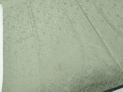 平和屋着物●男性　色無地　胴抜き仕立て　花尽くし地紋　利休鼠色　正絹　逸品　DABK0768ud