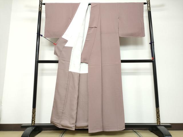 平和屋着物●上質な色無地　霞地紋　葡萄鼠色　正絹　逸品　未使用　DABK0769ud
