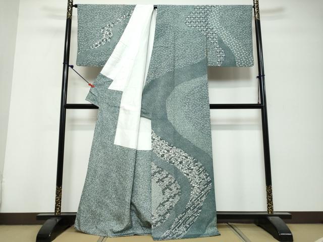 平和屋着物●江戸小紋　訪問着　寄せ小紋柄　正絹　逸品　DABK0770ud